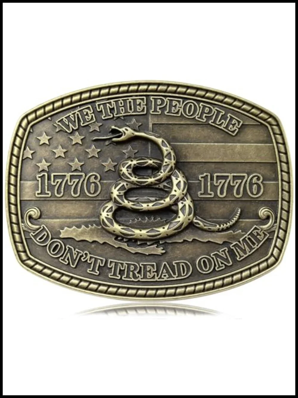 Western Belt Buckle Rattlesnake American Flag Alloy Metal Cowboy Large Gifts